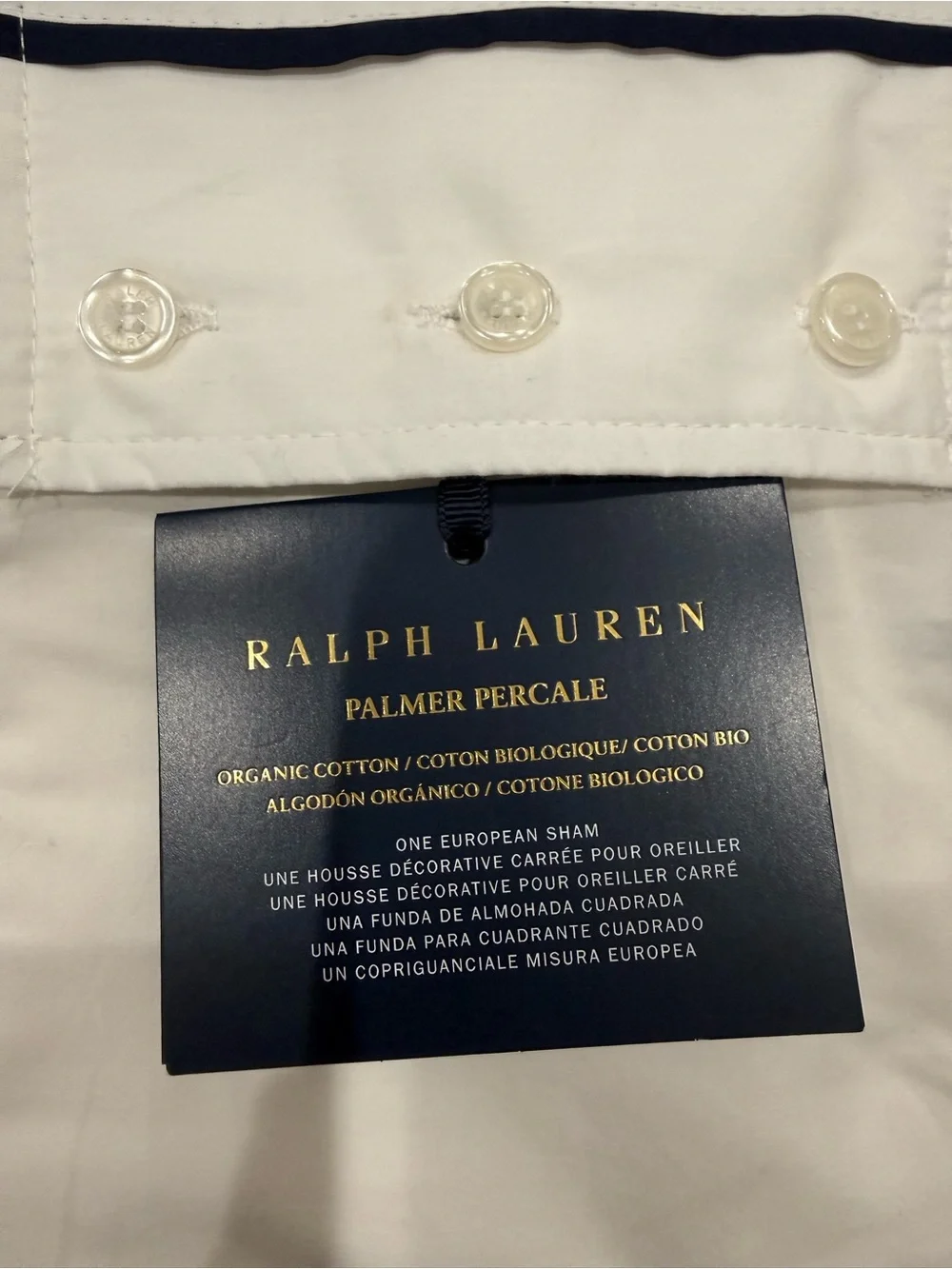 New Ralph Lauren European Euro Sham Organic Palmer Percale Polo Navy Blue NS538